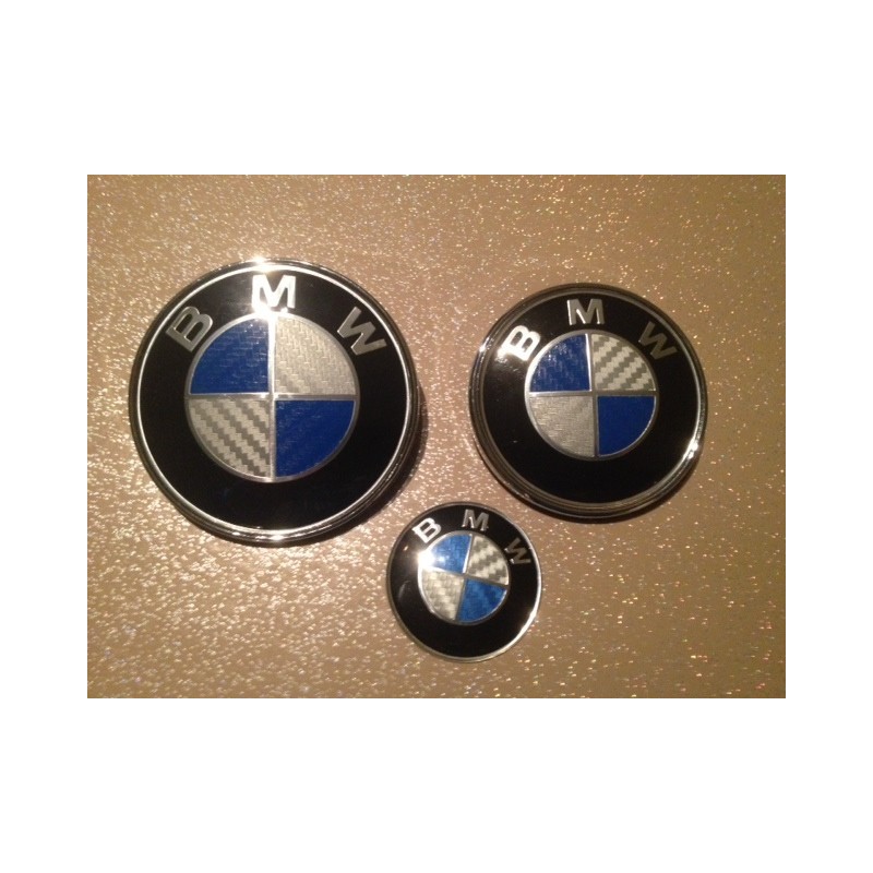 2x LOGO COFFRE CAPOT BMW CARBON BLEU E39 E46 X5 E38 E90 E91 E92 E93 Z3 Z4 E53 E65