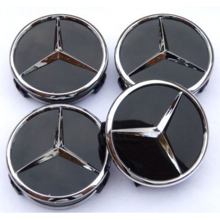 4X LOGO JANTE MERCEDES BLACK A C E S SLK AMG CLK ML GL SL R B CL