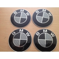 4X LOGO JANTE BMW CARBON NOIR 65 MM E39 E46 X5 E38 E90 E91 E92 E93 Z3 Z4 E53 E65 X3 M3 M5 E90 E36 ETC...