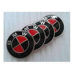 4x LOGO JANTE BMW CARBON ROUGE MM E39 E46 X5 E38 E90 E91 E92 E93 Z3 Z4 E53 E65 X3 M3 M5 E90 E36 ETC...