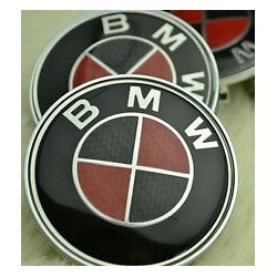 4x LOGO JANTE BMW CARBON ROUGE MM E39 E46 X5 E38 E90 E91 E92 E93 Z3 Z4 E53 E65 X3 M3 M5 E90 E36 ETC...