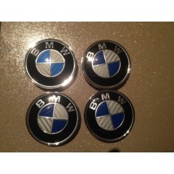 4X LOGO JANTE BMW CARBON BLEU 68 MM E39 E46 X5 E38 E90 E91 E92 E93 Z3 Z4 E53 E65 X3 M3 M5 E90 E36 ETC...