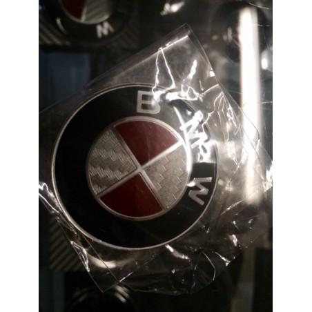 LOGO VOLANT CARBON ROUGE ET GRIS BMW E39 E46 X5 E38 E90 E91 E92 E93 Z3 Z4 E53 E65 X3 M3 M5