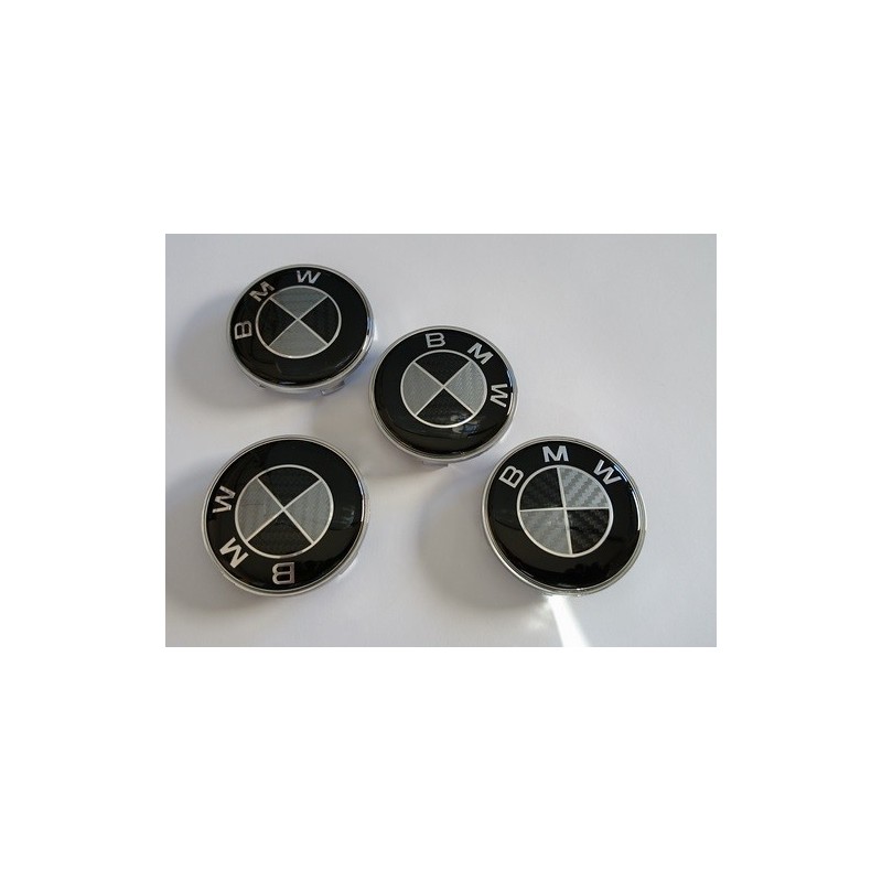 4X LOGOS JANTE BMW CARBON NOIR 68 MM E39 E46 X5 E38 E90 E91 E92 E93 Z3 Z4 E53 E65 X3 M3 M5 E90 E36 ETC...